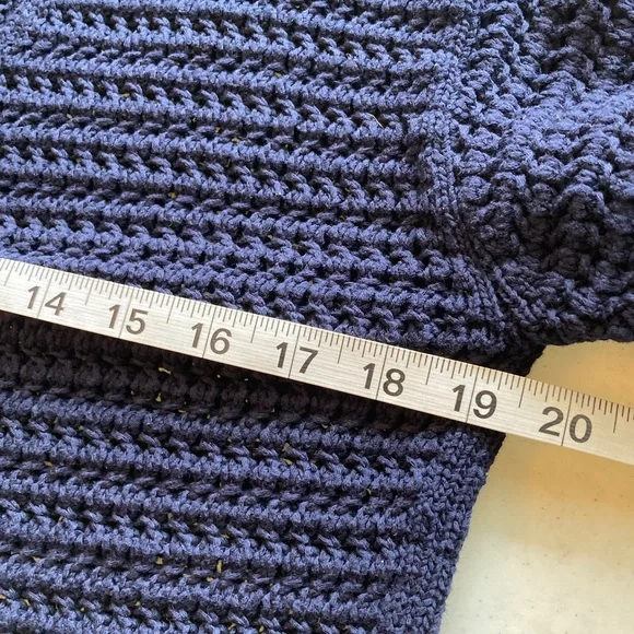 Talbots Navy Open-Knit V-Neck Button Front Cardigan - Picture 7 of 9